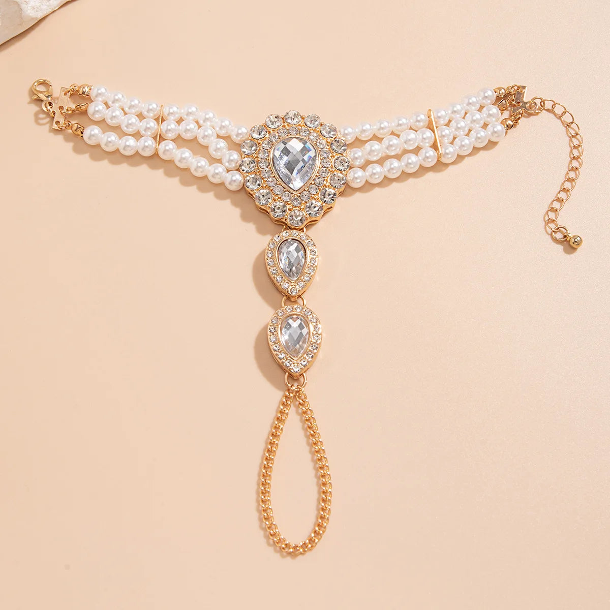 Rhinestone Pearl Necklace Bracelet Sets