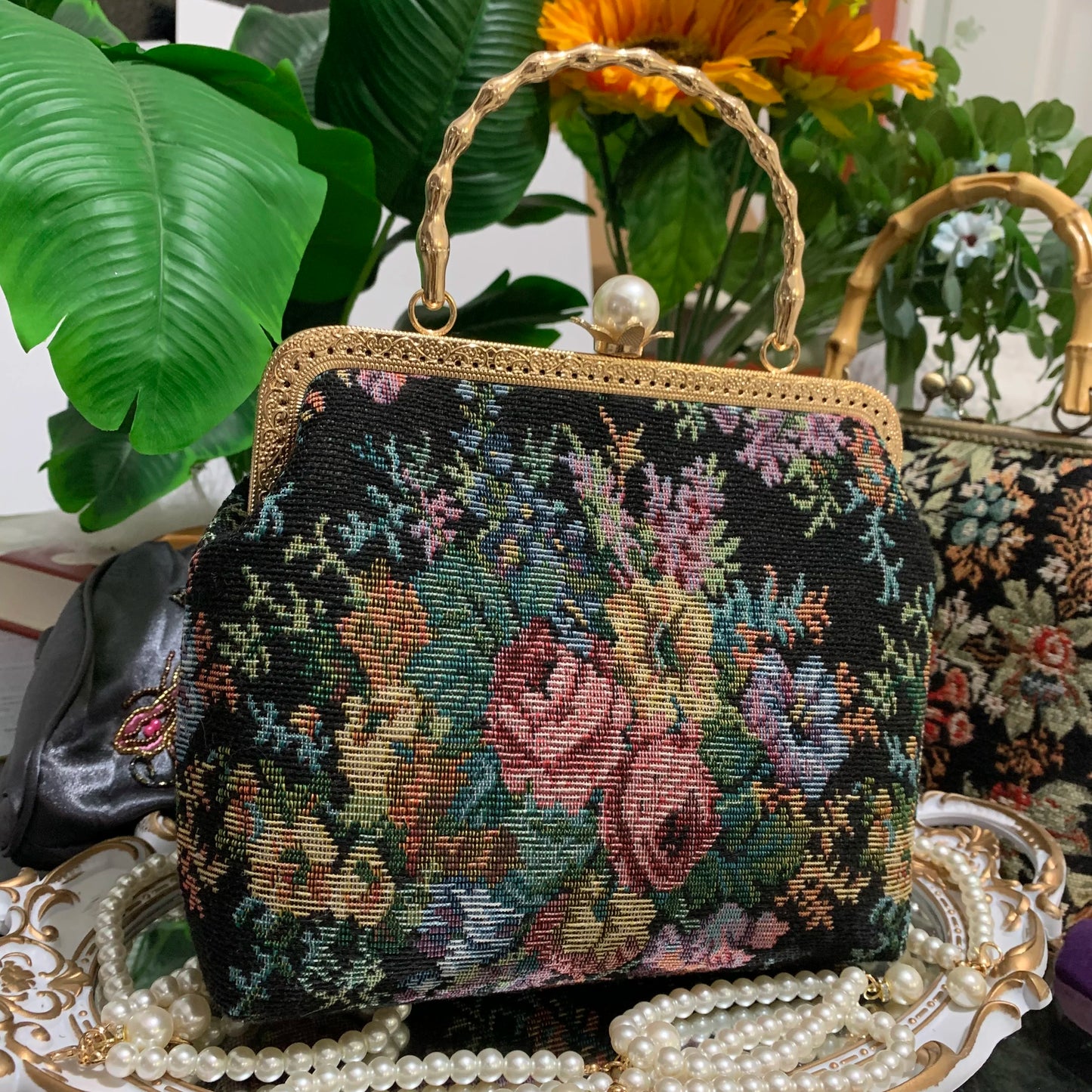 Baroque Floral Tapestry Clutch