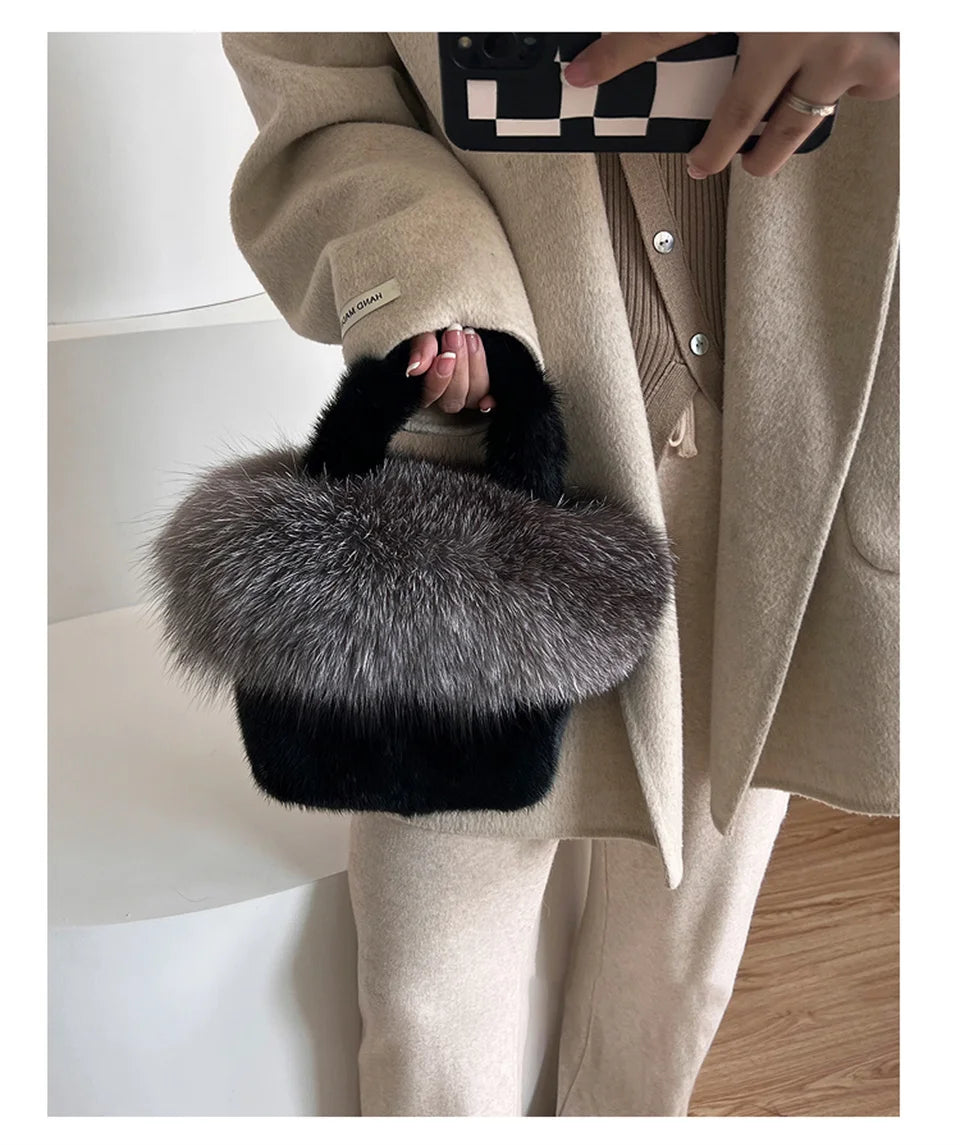 Real Mink Fur Handbag