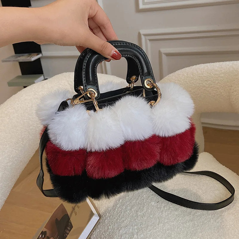 Faux Fur Pom Pom Purse