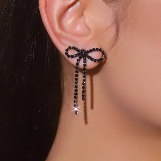 Rhinestone Long Tassel Earring