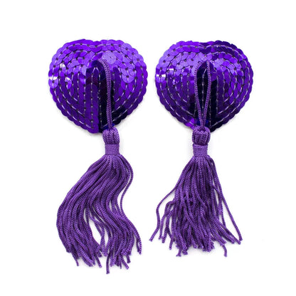 Sequin Tassels Heart Shape Nipple Stickers Pasties