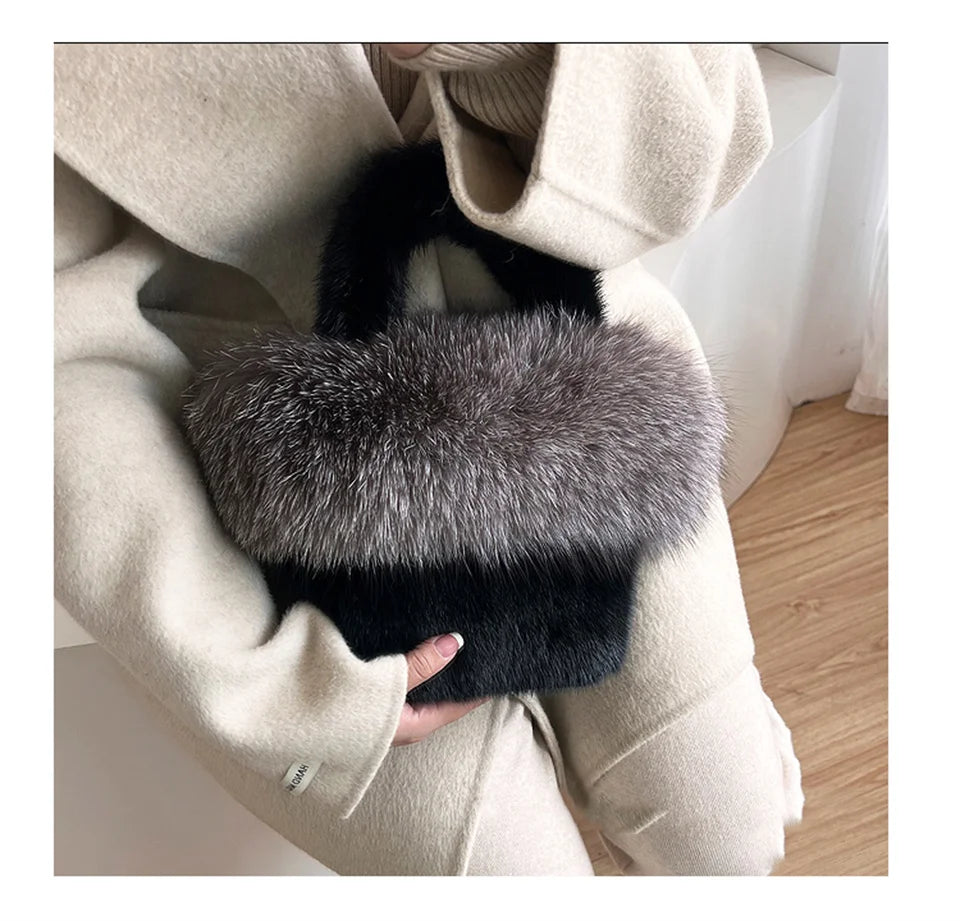 Real Mink Fur Handbag