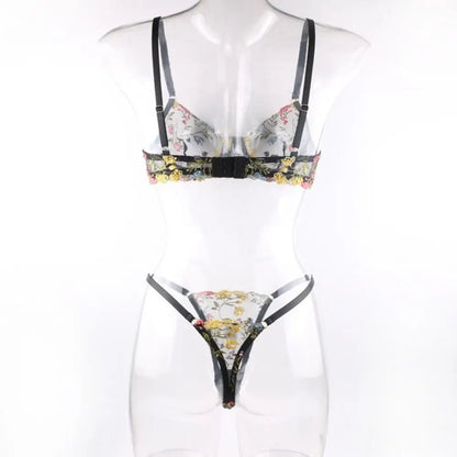 2-Piece Floral Embroidery Lingerie Set