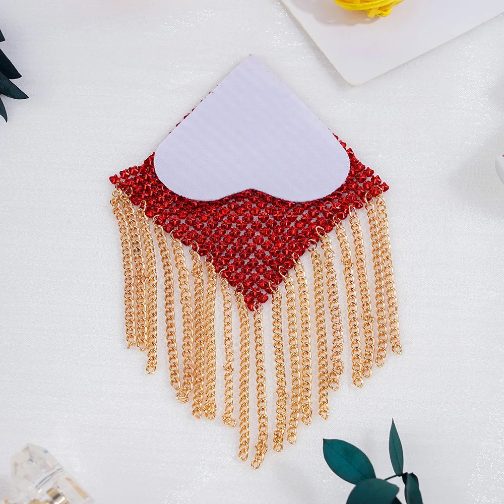 Chainmail Metal  Chain Tassel Self-Adhesive Pasties
