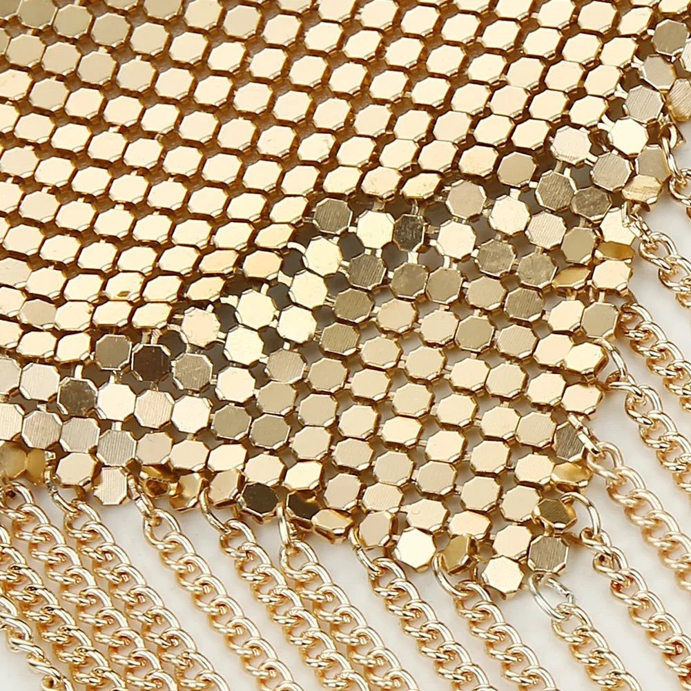 Chainmail Metal  Chain Tassel Self-Adhesive Pasties