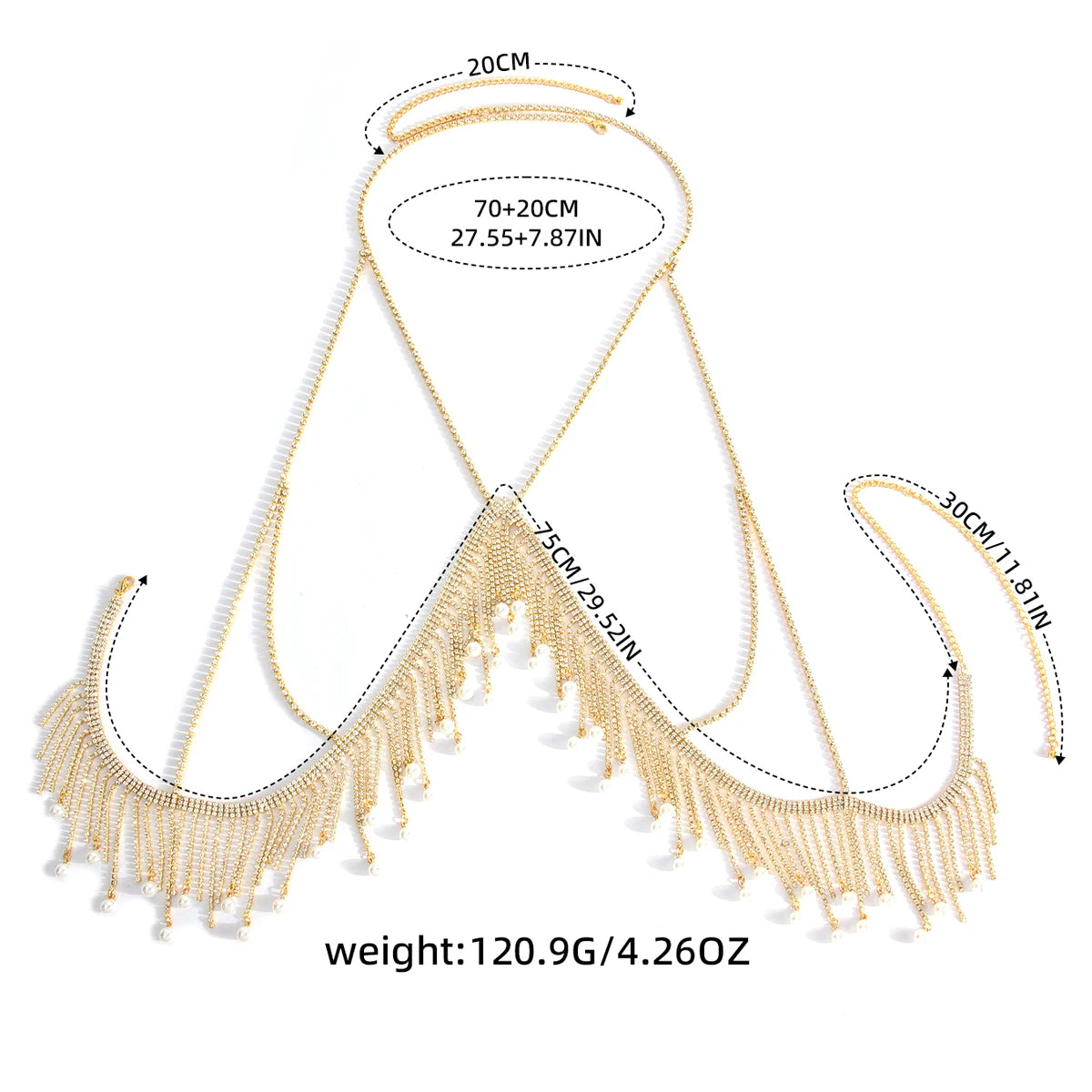 Rhinestone Fringe Body Chain