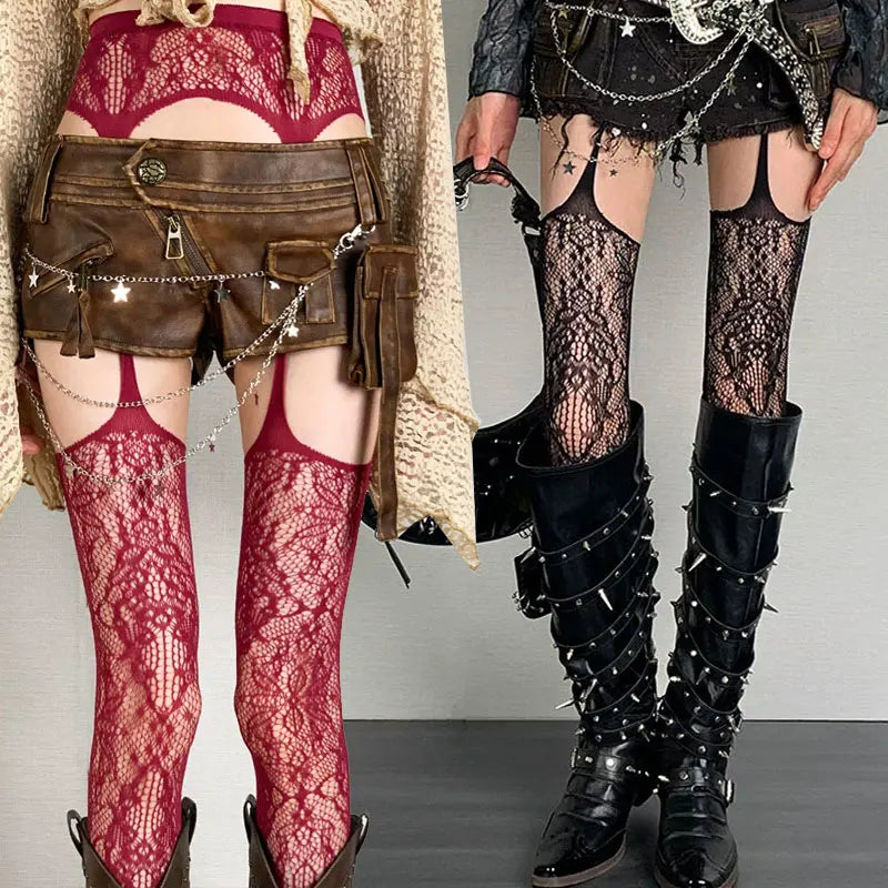 Lace Garter Belt Thigh Highs