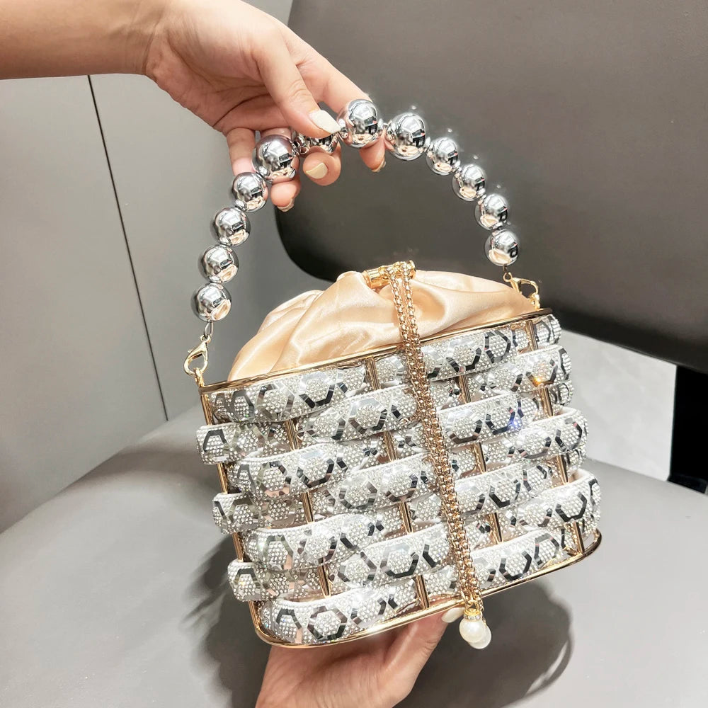 Rhinestone Basket Clutch