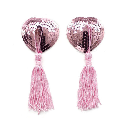 Sequin Tassels Heart Shape Nipple Stickers Pasties