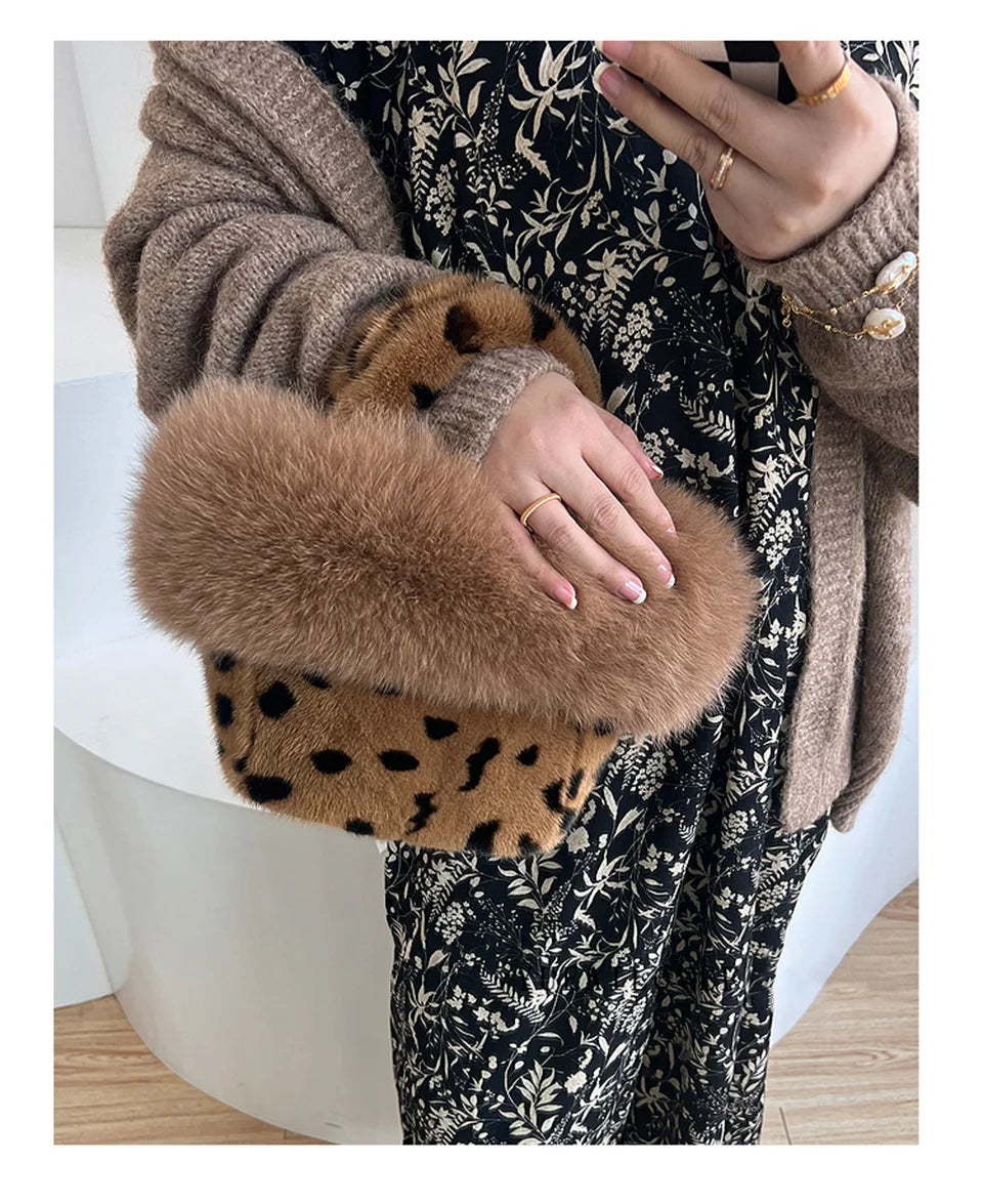 Real Mink Fur Handbag