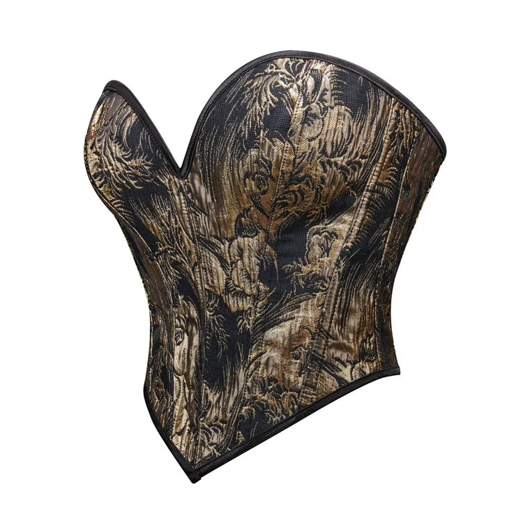 Gold Floral Overbust Heart Corsets