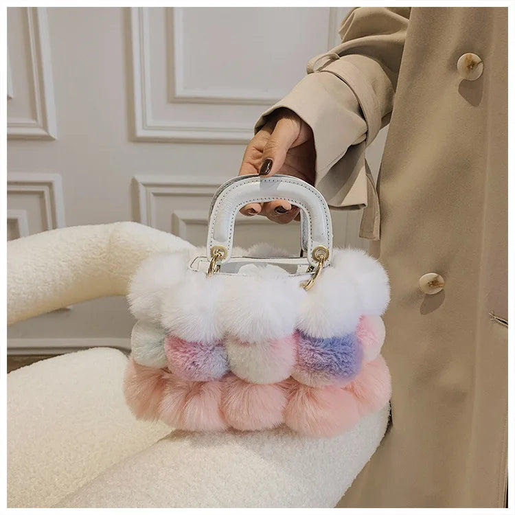 Faux Fur Pom Pom Purse