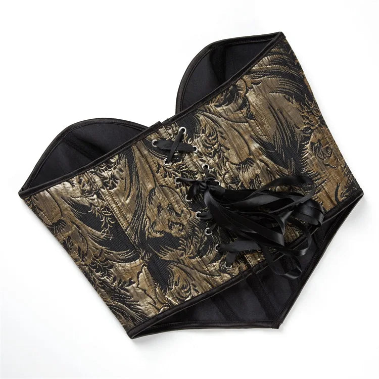 Gold Floral Overbust Heart Corsets
