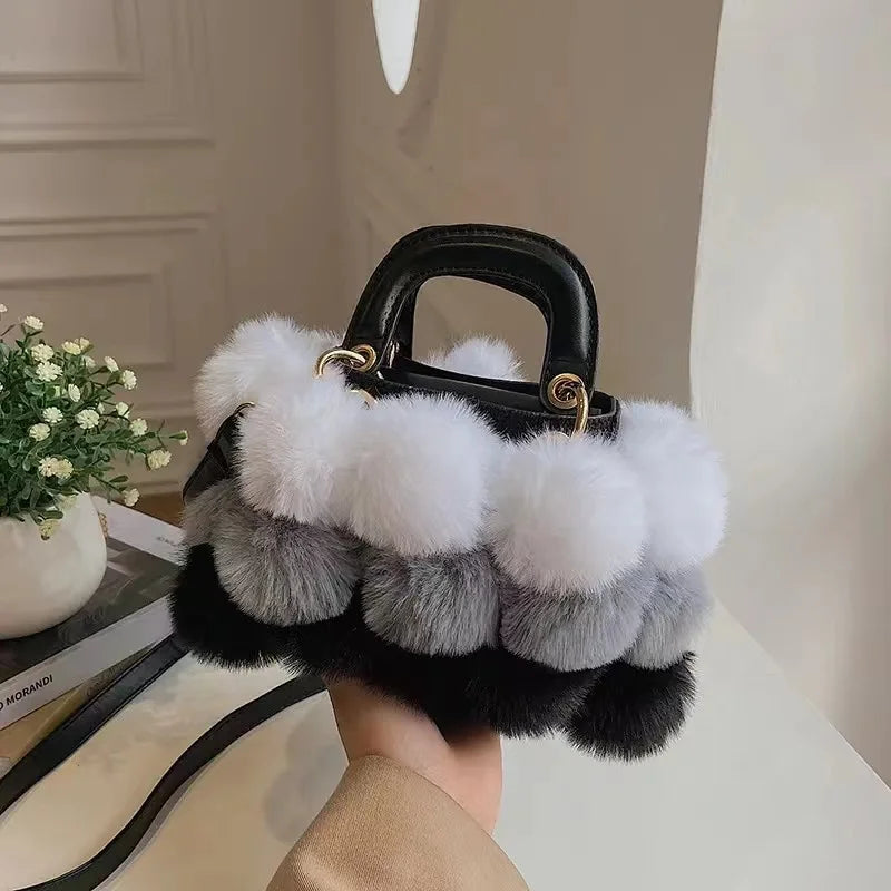 Faux Fur Pom Pom Purse