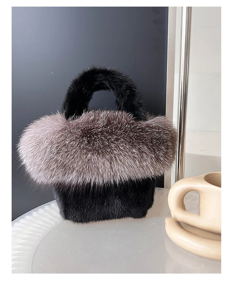 Real Mink Fur Handbag