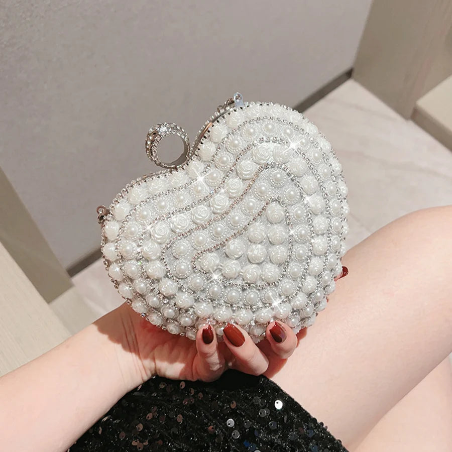 Pearl Rhinestone Clutch Purse