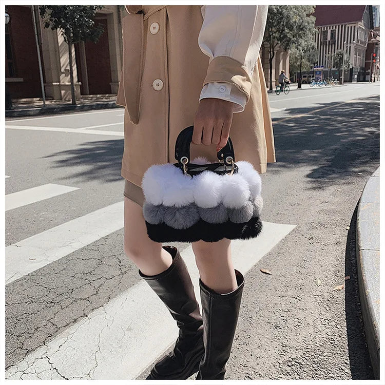 Faux Fur Pom Pom Purse