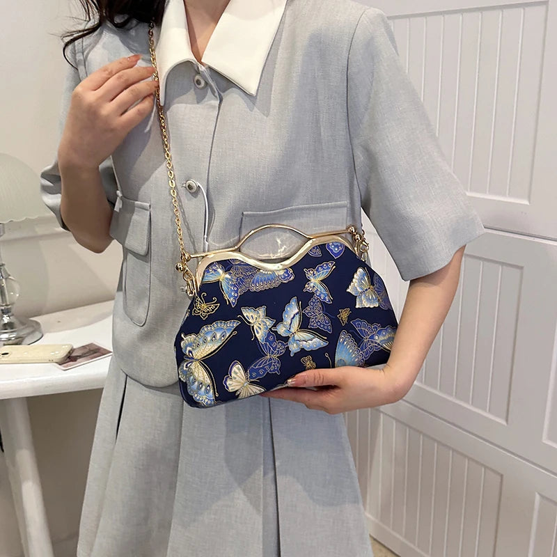 Butterfly Satin Clutch