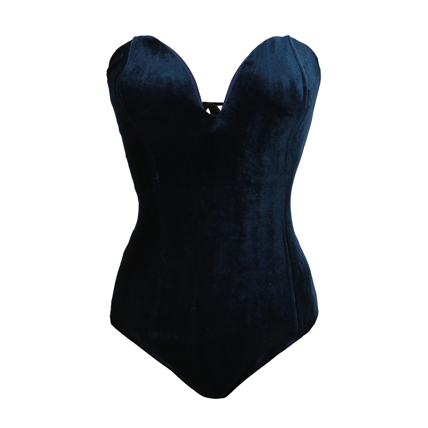 Velvet Strapless Lace Up Bodysuit