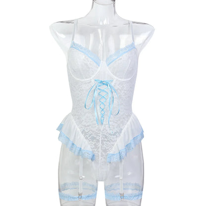 Baby Blue Lace Bodysuit Teddy