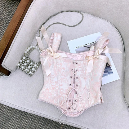 Pink Satin Corset & Skirt