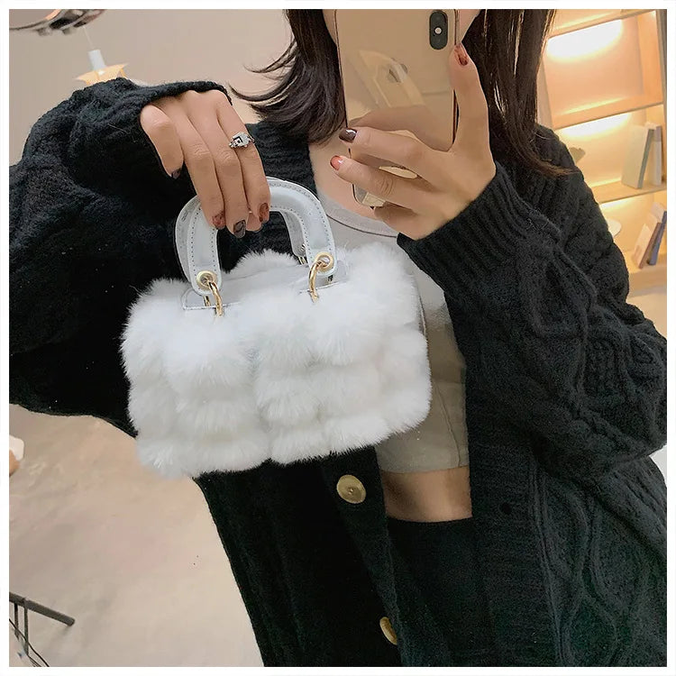 Faux Fur Pom Pom Purse