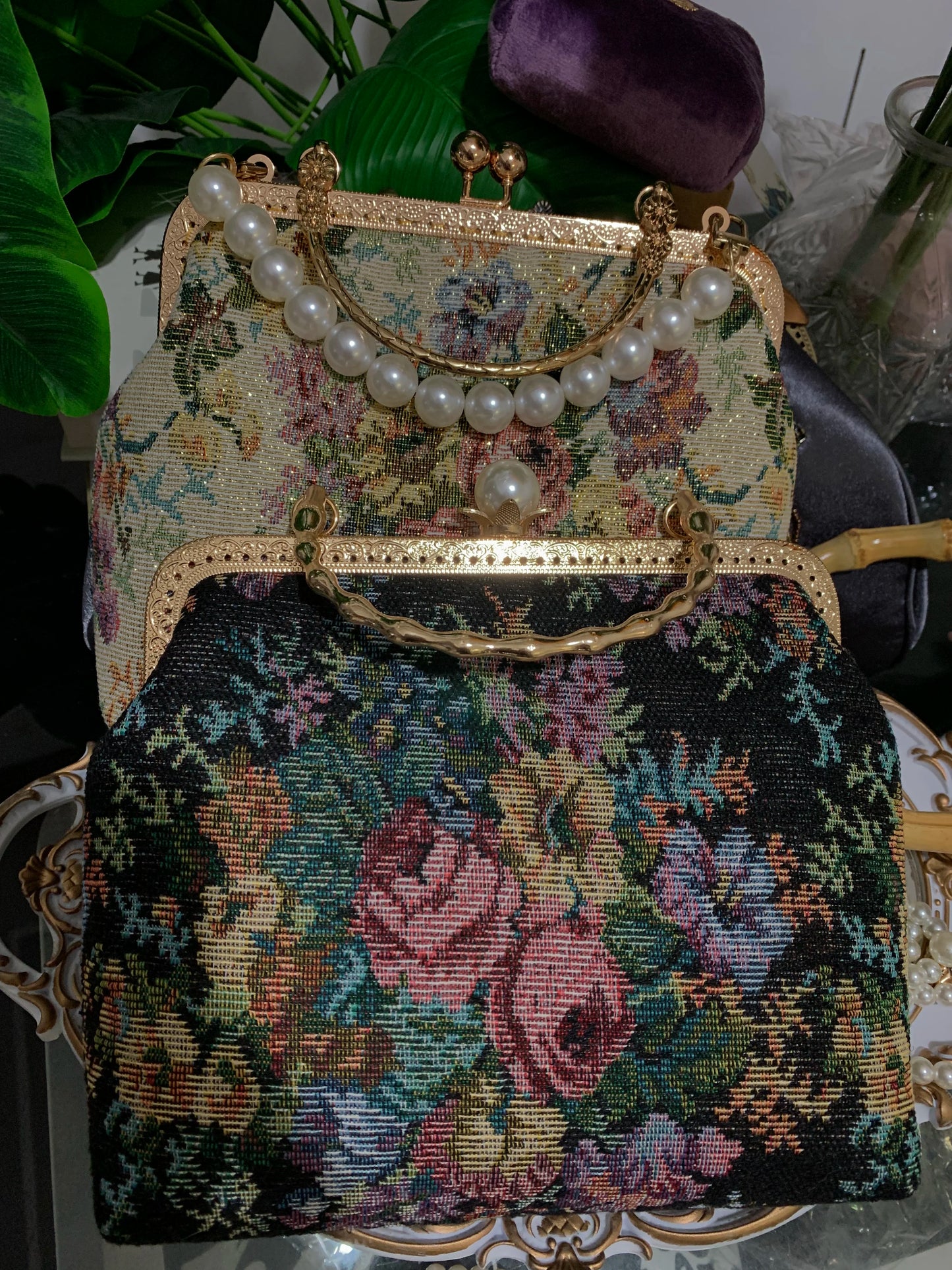 Baroque Floral Tapestry Clutch