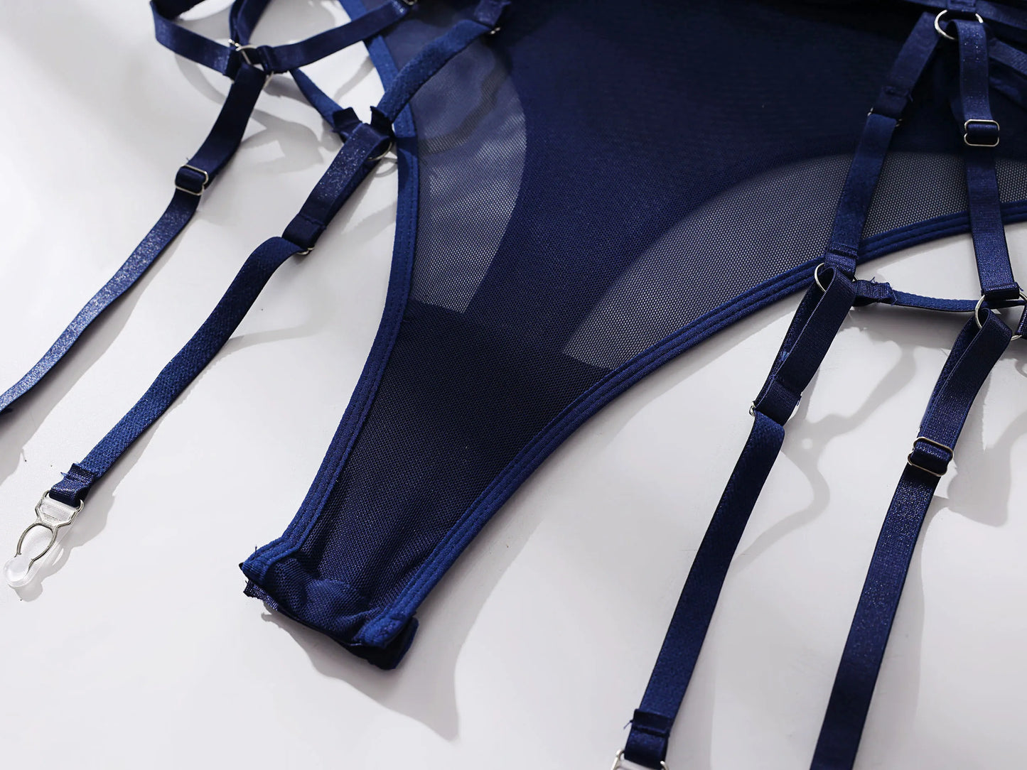 Sheer Mesh Bodysuit With Gloves  Set
