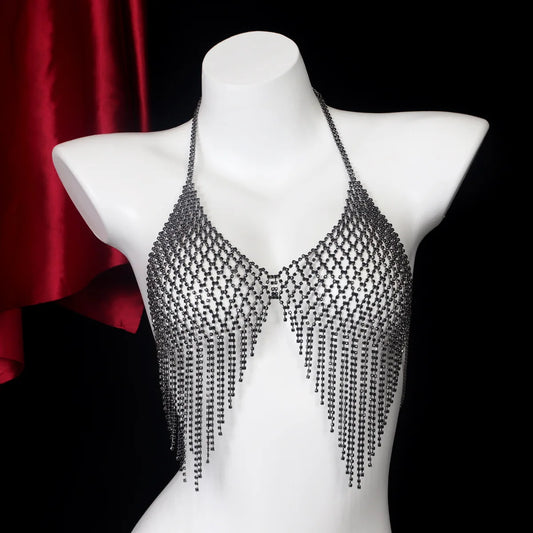 Black Rhinestone Body Chain