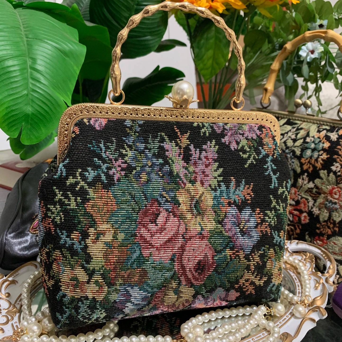 Baroque Floral Tapestry Clutch