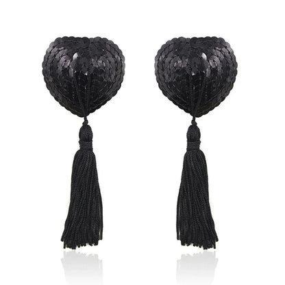 Sequin Tassels Heart Shape Nipple Stickers Pasties