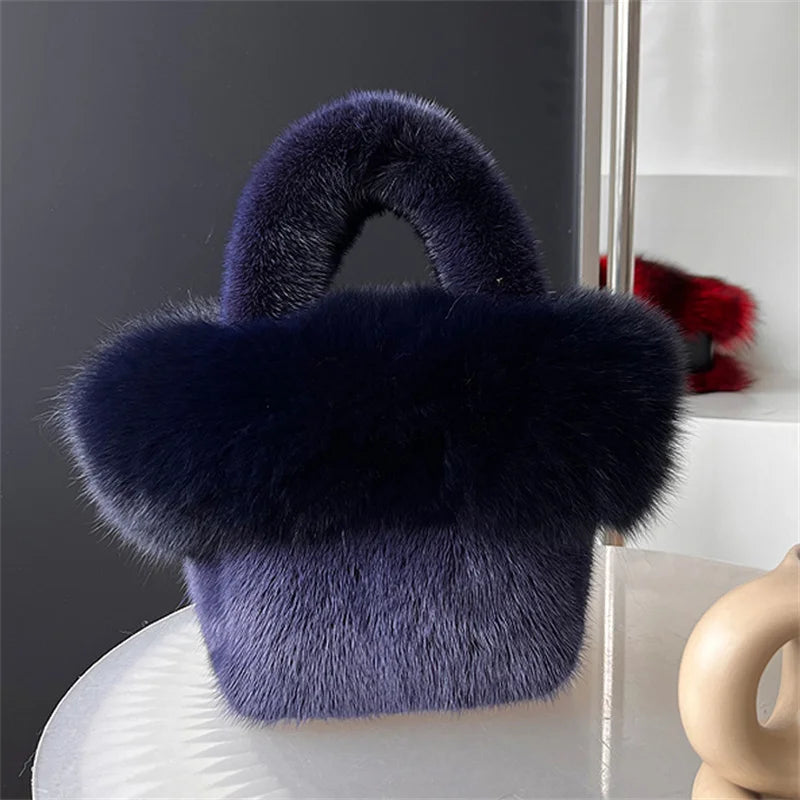 Real Mink Fur Handbag