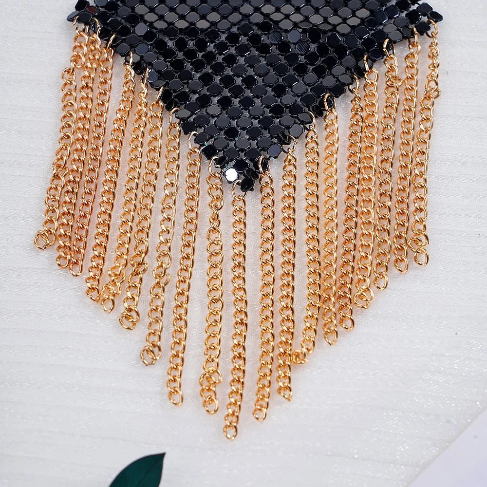 Chainmail Metal  Chain Tassel Self-Adhesive Pasties