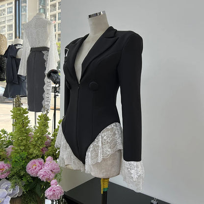 Lace Blazer Bodysuit